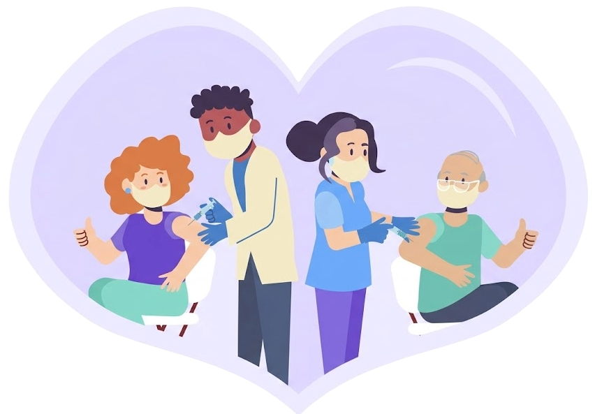 Healthcare workers administering vaccines